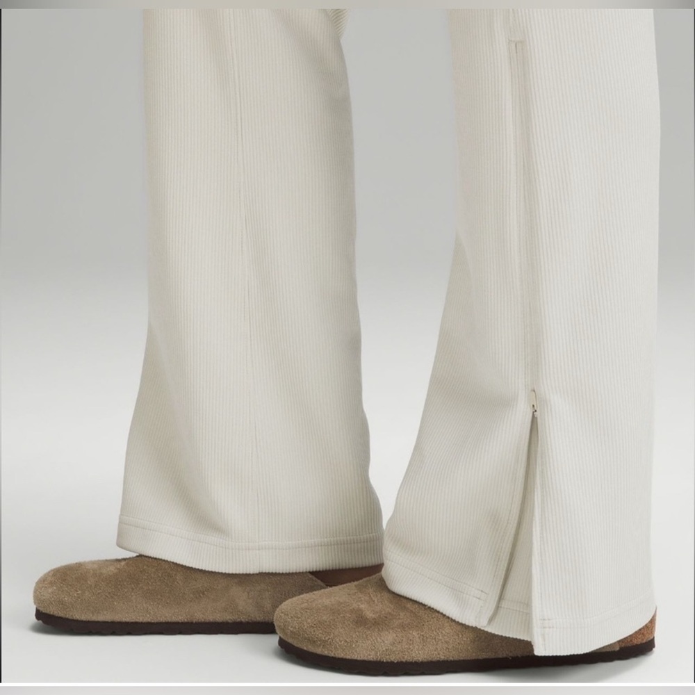 Lululemon Ribbed High Rise Flare Pants Cream White Lounge Athleisure Size 8 tall - Picture 4 of 9